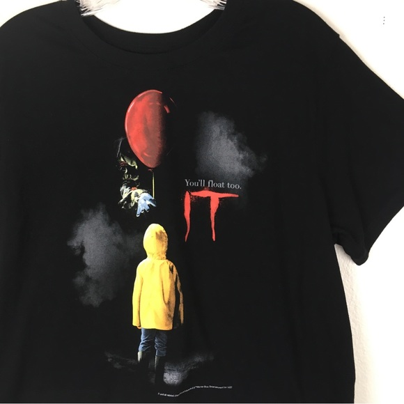 It Clown Movie Short Sleeve Cropped You’ll Float Too Tee in Black - Picture 3 of 7